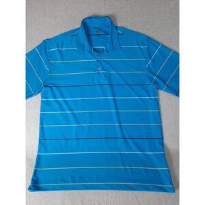 Nike Golf Men Chest Sz 44‎ Stripe Stretch Polo Shirt Short Sleeve Embroider Logo